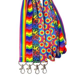 Execucat Brand Set of 4 Rainbow Lanyards Key Chain ID Badge Holder
